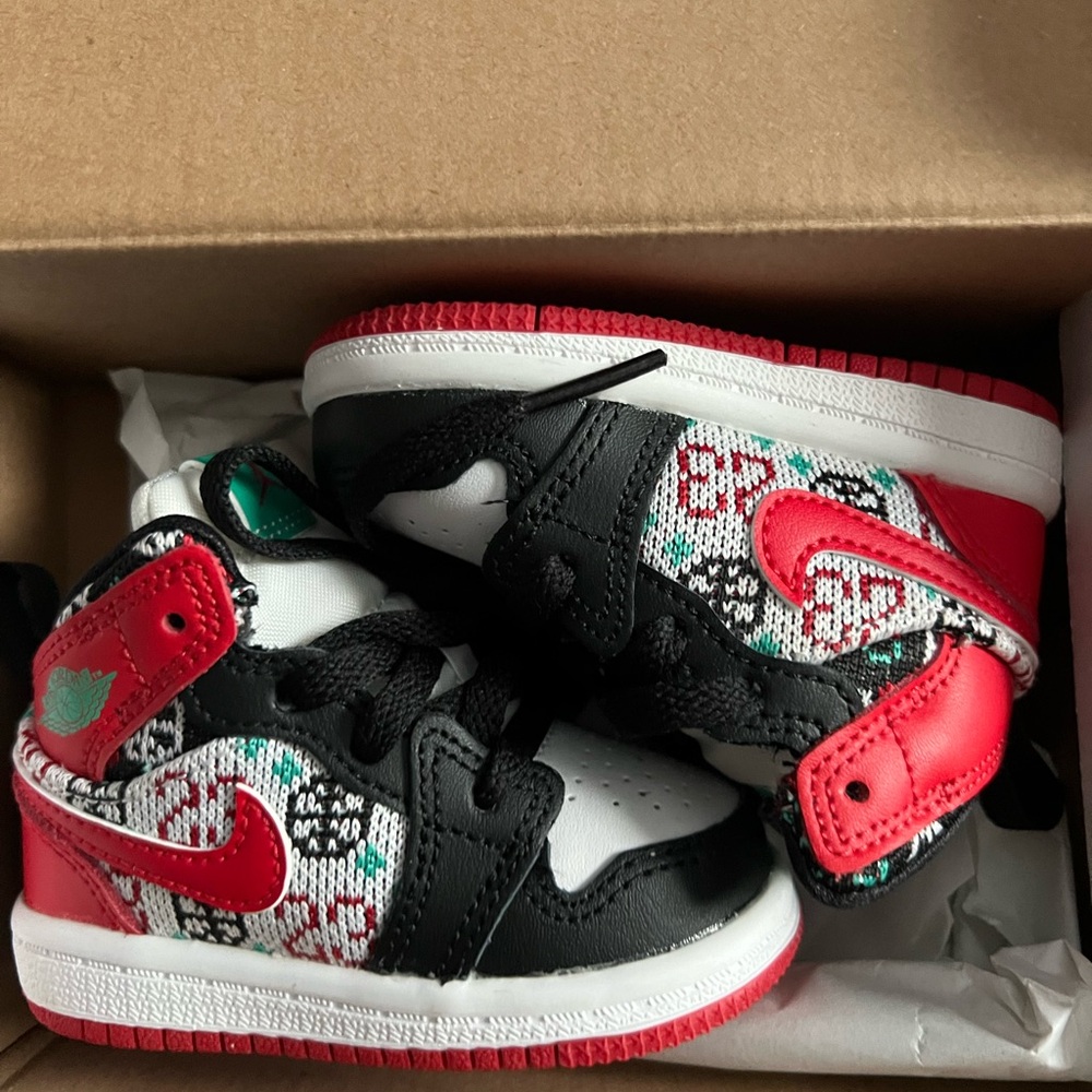 Jordan Kids' Black, Red, and Green Sneakers